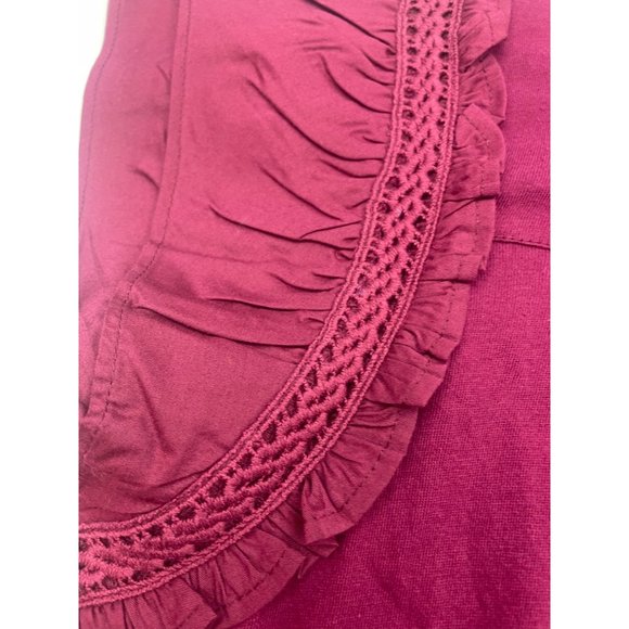 LOFT Women Petite Tiered Ruffle Mixed Media Top Large - Picture 4 of 16